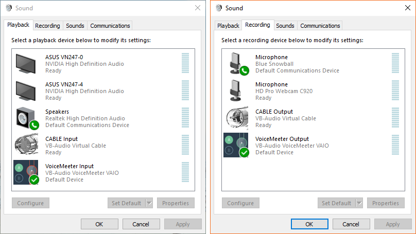 System Audio Dialog Boxes