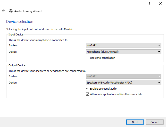 Mumble Audio Settings